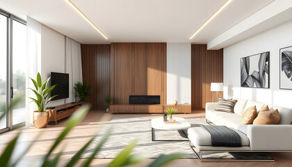 Fototapeta premium Bright living room in a modern luxury house , with white tonespng