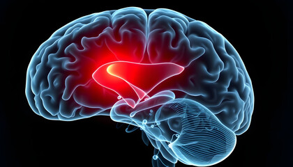Pituitary gland part - Human brain in x-ray view , with white tonespng