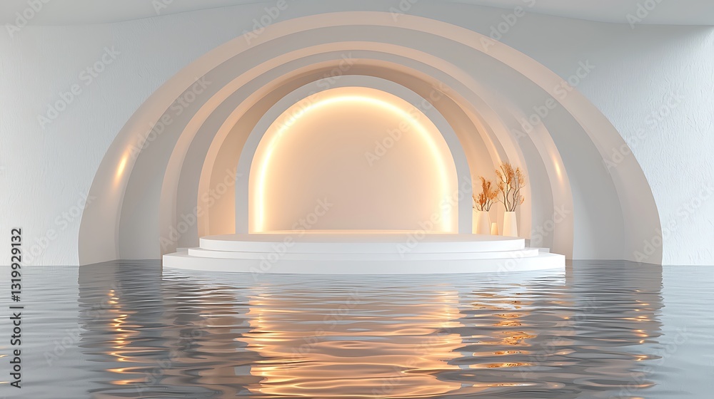 Aufkleber minimalist white architecture with submerged platform