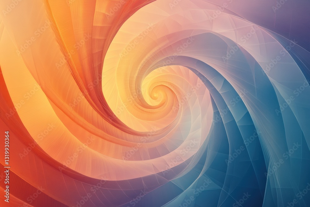 Poster Geometric spiral in abstract style showcasing smooth gradient and golden ratio for a sense of infinite progress and development