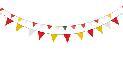 Party flag garland isolated on white background.  Illustration , with white tonespng
