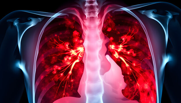 Pulmonary Tuberculosis ( film chest x-ray : interstitial infiltrate both lung ) , with white tonespng