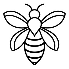 Bee Icon Vector Illustration – Cartoon, Clipart & Line Art Design on White Background, High-quality bee icon vector illustration in cartoon, clipart, and line art style on a white background.