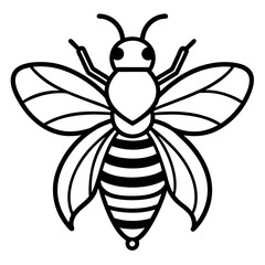 Bee Icon Vector Illustration – Cartoon, Clipart & Line Art Design on White Background, High-quality bee icon vector illustration in cartoon, clipart, and line art style on a white background.