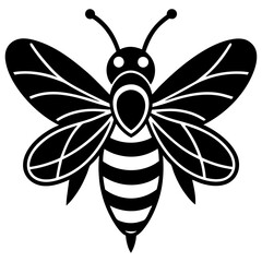 Bee Icon Vector Illustration – Cartoon, Clipart & Line Art Design on White Background, High-quality bee icon vector illustration in cartoon, clipart, and line art style on a white background.