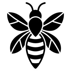 Bee Icon Vector Illustration – Cartoon, Clipart & Line Art Design on White Background, High-quality bee icon vector illustration in cartoon, clipart, and line art style on a white background.