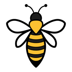Bee Icon Vector Illustration – Cartoon, Clipart & Line Art Design on White Background, High-quality bee icon vector illustration in cartoon, clipart, and line art style on a white background.