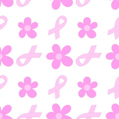 Breast cancer month seamless pink ribbon day mammogram pattern for medical accessories and medicine textiles