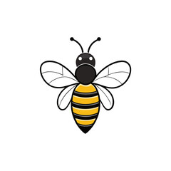 Bee Icon Vector Illustration – Cartoon, Clipart & Line Art Design on White Background, High-quality bee icon vector illustration in cartoon, clipart, and line art style on a white background.