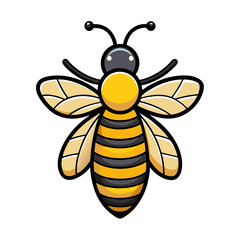 Bee Icon Vector Illustration – Cartoon, Clipart & Line Art Design on White Background, High-quality bee icon vector illustration in cartoon, clipart, and line art style on a white background.