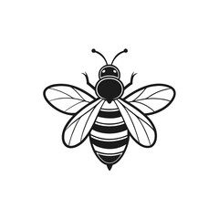 Bee Icon Vector Illustration – Cartoon, Clipart & Line Art Design on White Background, High-quality bee icon vector illustration in cartoon, clipart, and line art style on a white background.