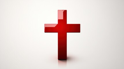 Obraz premium Red Cross Symbol on White Background Spiritual Religious Iconography for Design and Worship