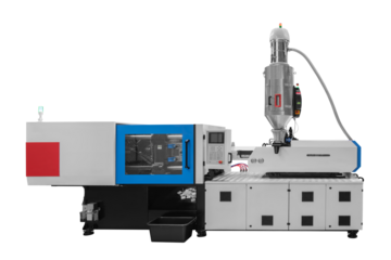 Production machine for manufacture products from pvc plastic extrusion technology, Isolated on white background