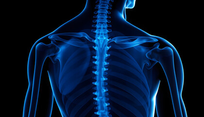 x-ray human shoulder in blue tone , with white tonespng