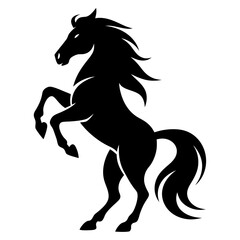 Black Horse Silhouette 16 - Vector Illustration, Cartoon, Clipart & Line Art Design,  Black horse silhouette vector illustration, perfect for clipart, cartoons, and line art digital designs.