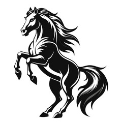 Black Horse Silhouette 16 - Vector Illustration, Cartoon, Clipart & Line Art Design,  Black horse silhouette vector illustration, perfect for clipart, cartoons, and line art digital designs.
