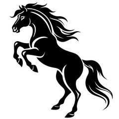 Black Horse Silhouette 16 - Vector Illustration, Cartoon, Clipart & Line Art Design,  Black horse silhouette vector illustration, perfect for clipart, cartoons, and line art digital designs.