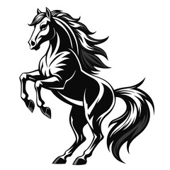 Black Horse Silhouette 16 - Vector Illustration, Cartoon, Clipart & Line Art Design,  Black horse silhouette vector illustration, perfect for clipart, cartoons, and line art digital designs.