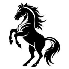 Black Horse Silhouette 16 - Vector Illustration, Cartoon, Clipart & Line Art Design,  Black horse silhouette vector illustration, perfect for clipart, cartoons, and line art digital designs.