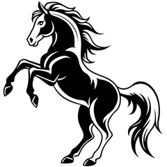 Black Horse Silhouette 16 - Vector Illustration, Cartoon, Clipart & Line Art Design,  Black horse silhouette vector illustration, perfect for clipart, cartoons, and line art digital designs.
