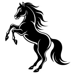 Black Horse Silhouette 16 - Vector Illustration, Cartoon, Clipart & Line Art Design,  Black horse silhouette vector illustration, perfect for clipart, cartoons, and line art digital designs.