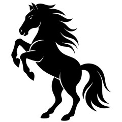 Black Horse Silhouette 16 - Vector Illustration, Cartoon, Clipart & Line Art Design,  Black horse silhouette vector illustration, perfect for clipart, cartoons, and line art digital designs.