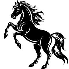 Black Horse Silhouette 16 - Vector Illustration, Cartoon, Clipart & Line Art Design,  Black horse silhouette vector illustration, perfect for clipart, cartoons, and line art digital designs.