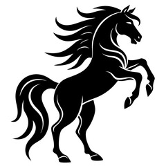 Black Horse Silhouette 16 - Vector Illustration, Cartoon, Clipart & Line Art Design,  Black horse silhouette vector illustration, perfect for clipart, cartoons, and line art digital designs.