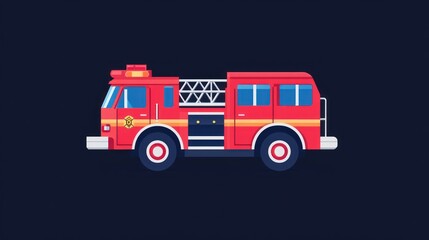 Illustrative Fire Truck Design with Bold Colors and Modern Graphics for Emergency Services Res