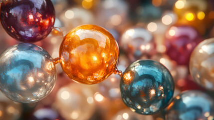 Ethereal cascade of luminous spheres in radiant hues abstract background. Luminous Cascade. Illustration