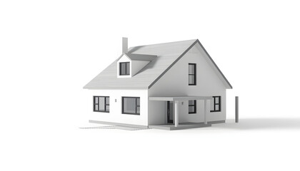 House 3d modern style rendering on white background , with white tonespng