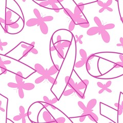 Breast cancer month seamless pink ribbon day mammogram pattern for medical accessories and medicine textiles