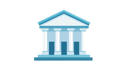 Classical Architecture Illustration with Pillars and Triangular Roof Design for Business Finan