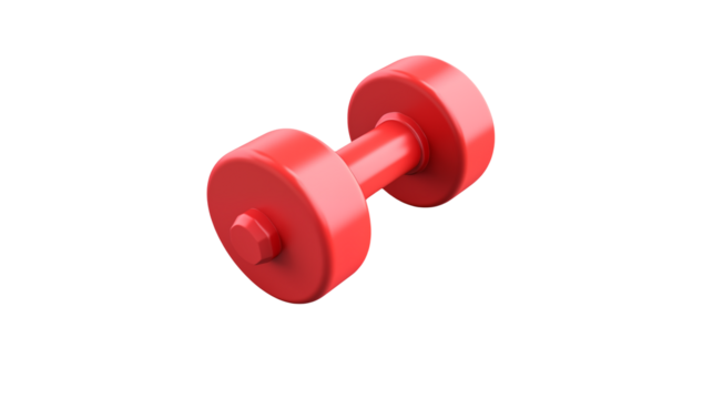 Red Dumbbell Fitness Exercise Gym Sport Weight Training Workout Equipment 3D Power Muscle Health