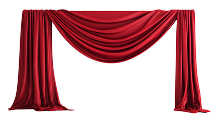 Elegant Red Velvet Curtains Draped Stage Theater Background Design Rich Deep Show Waves Grand Style