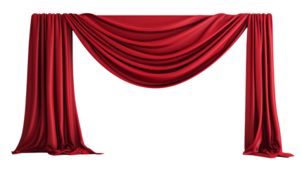 Elegant Red Velvet Curtains Draped Stage Theater Background Design Rich Deep Show Waves Grand Style