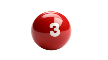Red Glossy Sphere Number Three Digital Render 3D Model Realistic Design Element Background Image