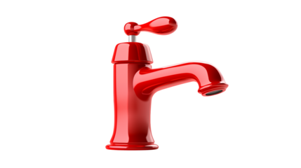 Shiny Red Faucet Water Tap Modern Design Bathroom Kitchen 3D Home Clean Decor Style Render Object