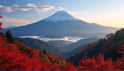 Fototapeta premium Japan's Mount Fuji in the fall season. 