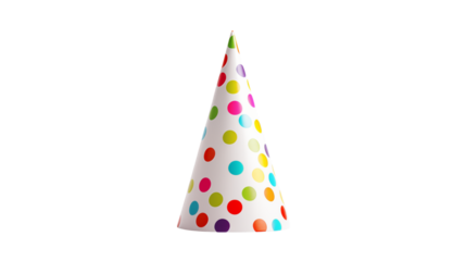 Colorful Party Hat Festive Celebration Design Bright Rainbow Dots White Background Fun Cone Happy