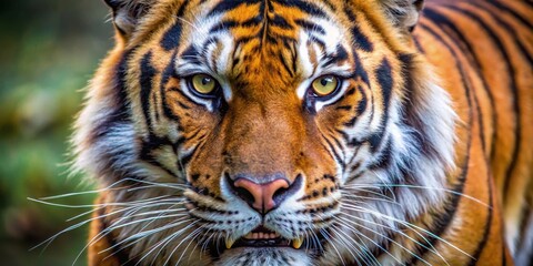 Fototapeta premium Close-up shot of a tiger's face with intense gaze