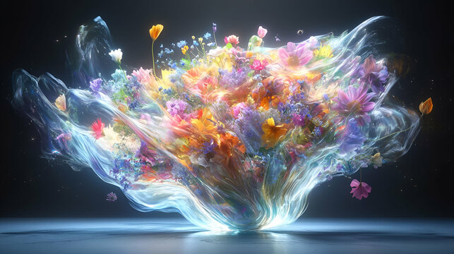 A Beautifully Chaotic Arrangement of Wildflowers Bursting with Colorful Vibrance and Light