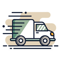 Fast Delivery Truck Vector Illustration – Cartoon, Clipart & Line Art Design, Fast delivery truck vector illustration in cartoon, clipart, and line art style on a white background.