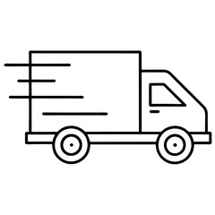 Fast Delivery Truck Vector Illustration – Cartoon, Clipart & Line Art Design, Fast delivery truck vector illustration in cartoon, clipart, and line art style on a white background.