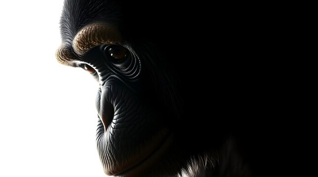 recommend clip art: A beautiful chimpanzee clipart, isolated on white, shown in extreme macro close