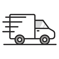 Fast Delivery Truck Vector Illustration – Cartoon, Clipart & Line Art Design, Fast delivery truck vector illustration in cartoon, clipart, and line art style on a white background.