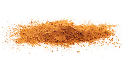 Mexican taco seasoning, pile isolated on white, side view	