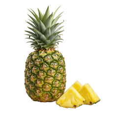 fresh pineapple chunks isolated on transparent background