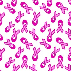 Breast cancer month seamless pink ribbon day mammogram pattern for medical accessories and medicine textiles