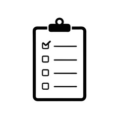 Checklist Vector Icon &ndash; White Background | Cartoon, Clipart & Line Art Illustration, Checklist vector icon with white background, clipart, cartoon, and line art for digital use.